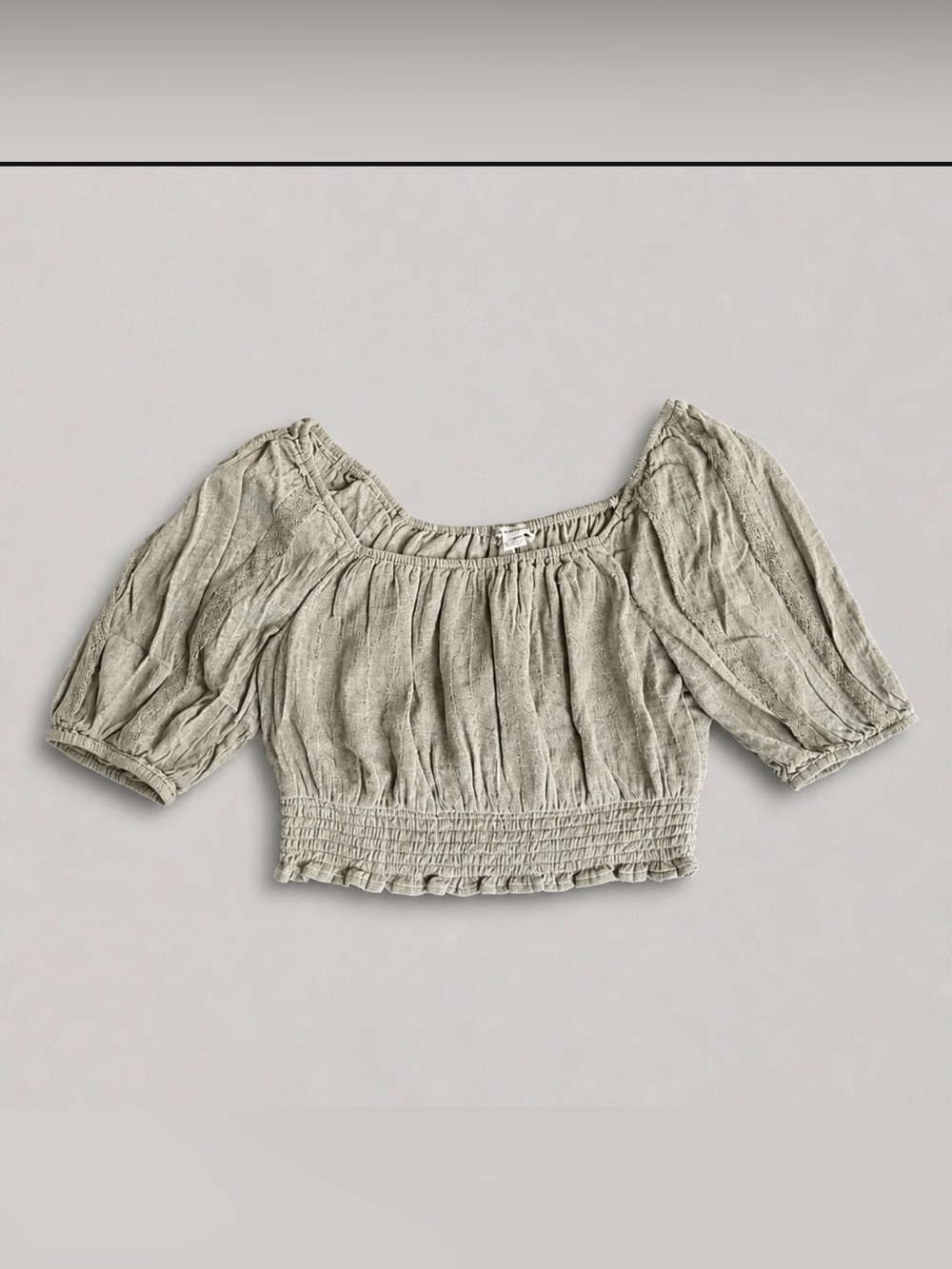 American Eagle Outfitters Sage Smocked Crop Top